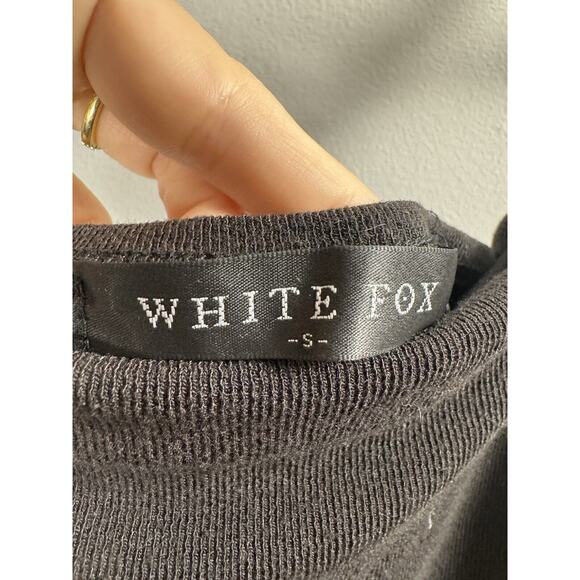 White Fox Rib Knit Bodycon Dress Baddie Coquette Sexy Fitted Casual Simple LBD S - Picture 4 of 9